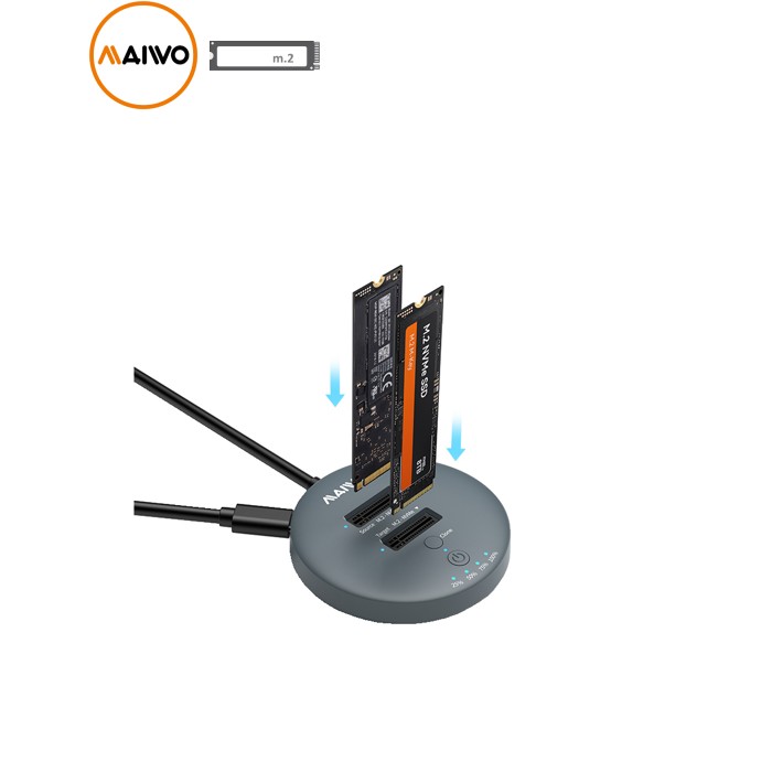 Док-станція для накопичувачів Maiwo 2*NVMe M.2 SSD to USB3.2 Gen2 USB-C 10Gbps (K3026P2 grey)