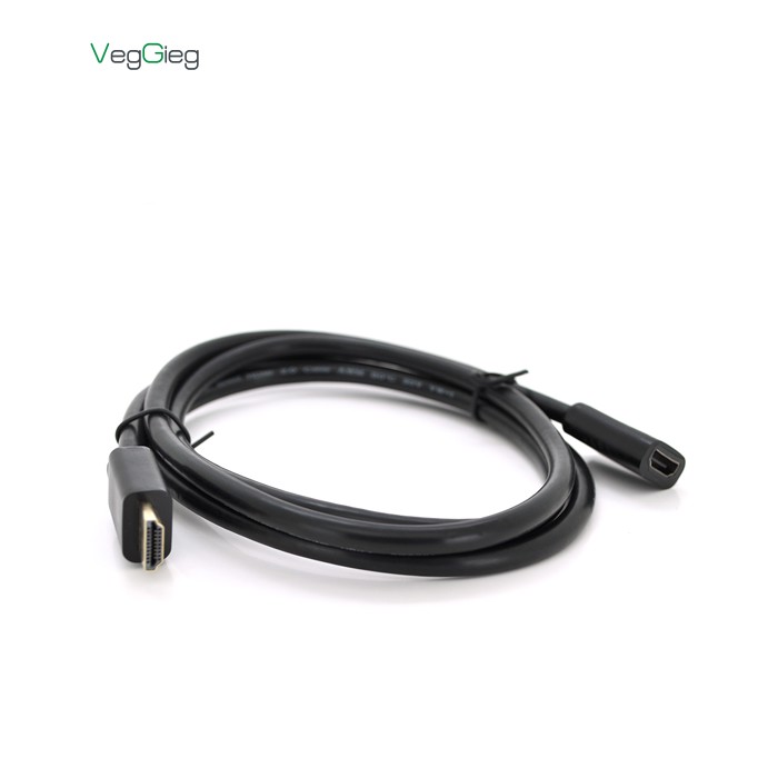 Подовжувач Merlion HDMI (тато) -HDMI (мама) VEGGIEG 1.0m, v2.0, OD-7.0mm, круглий, Black, коннектор Black, (Пакет)