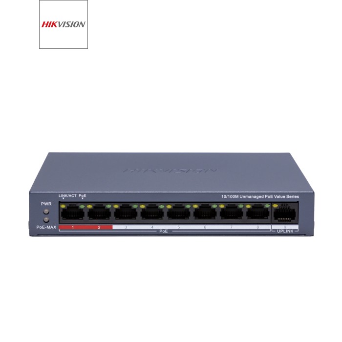 9-ти портовий POE комутатор Hikvision DS-3E0109P-E / M(C), 8xRJ45 (100M) PoE + 1x RJ45 (100M)