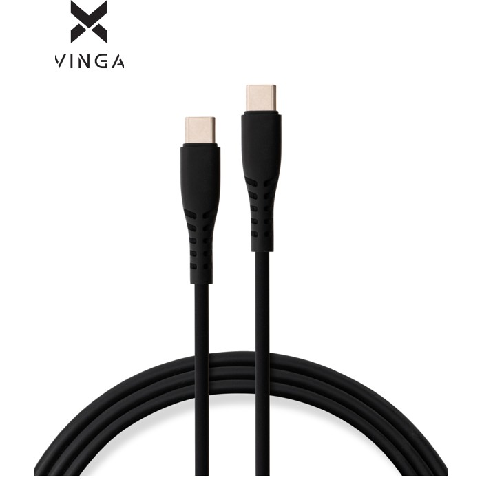 Дата кабель USB-C to USB-C 1.2m 60W Silicon Black Vinga (VCDCCC2612SB)