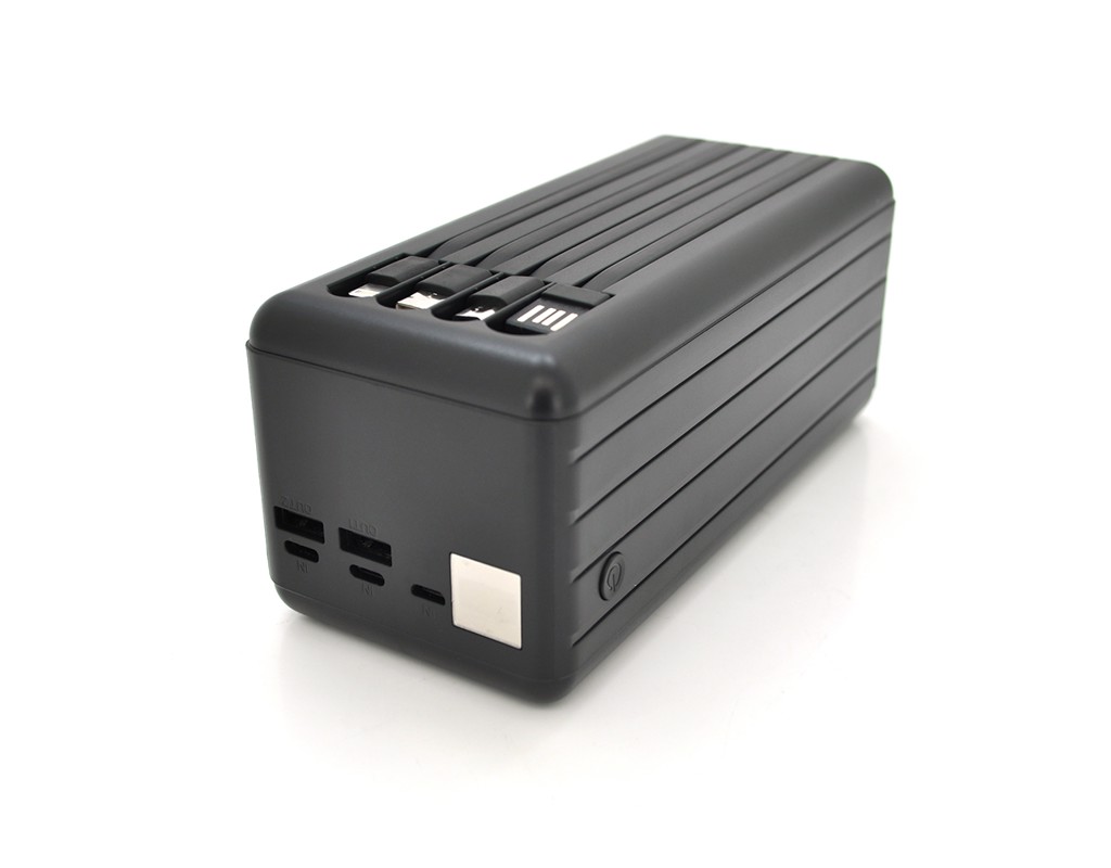 Powerbank ACL PW-108 80000mAh, 4xUSB, 4 кабелі (USB / Micro / Type-C / Lighting), 1,6 кг, Black, Box