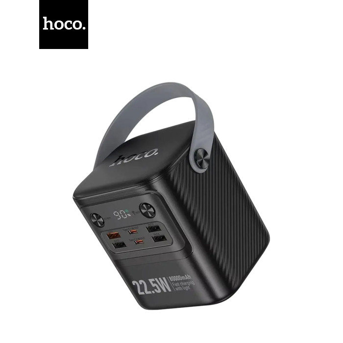 Power Bank HOCO J152 80000mAh, 4USB / 2Type-C, 22.5W+PD20W, ліхтарик, Black, 1,310kg, Box