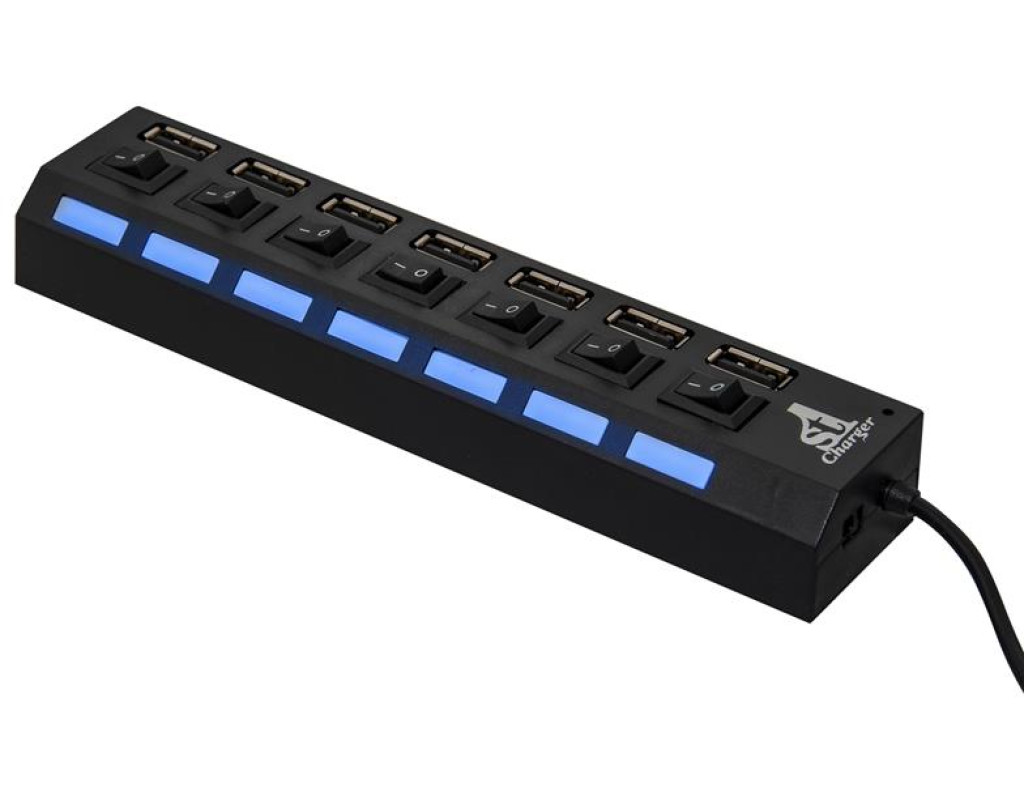 Концентратор USB HUB 2.0 7 port 1stCharge Black (HUB1STU20702)