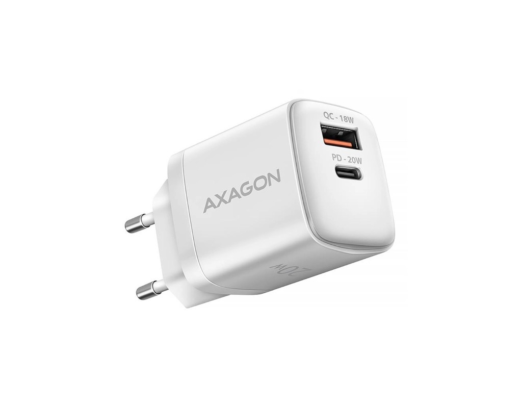 Зарядний пристрій AXAGON 1xUSB QC3.0 + 1xUSB-C PD20W white (ACU-PQ20W)
