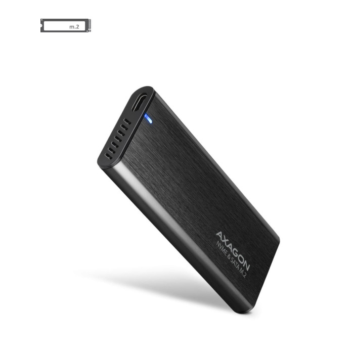 Кишеня зовнішня AXAGON USB-C 3.2 Gen 2 metal box for M.2 NVMe & SATA SSD RAW (EEM2-SB2)