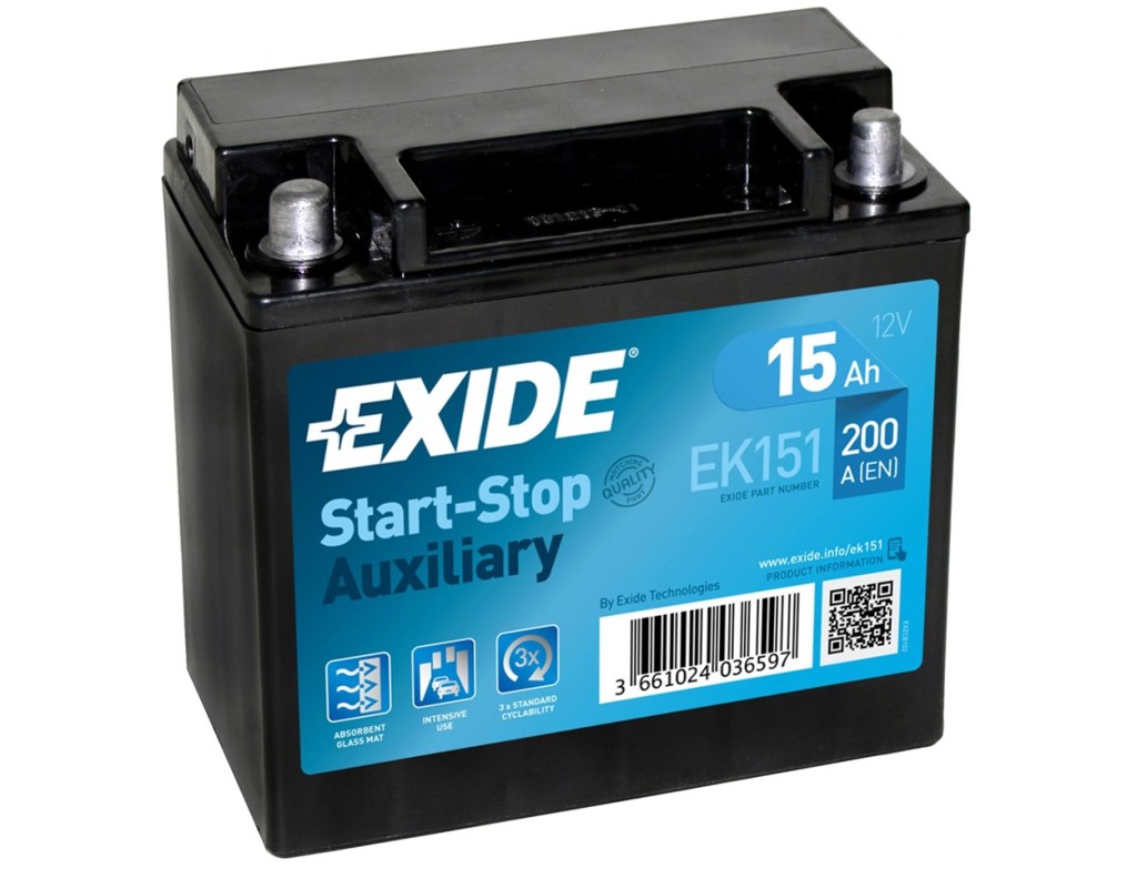Аккумулятор автомобильный EXIDE START STOP AUXILIARY 15Ah (+/-) (200EN) (EK151)