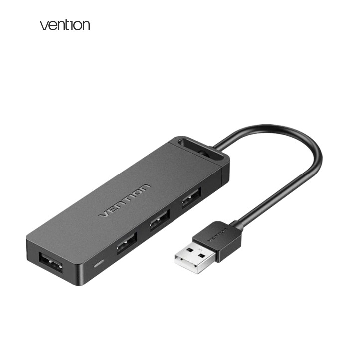 Хаб USB 2.0 -> 4xUSB 2.0, 0.15м, Black Vention
