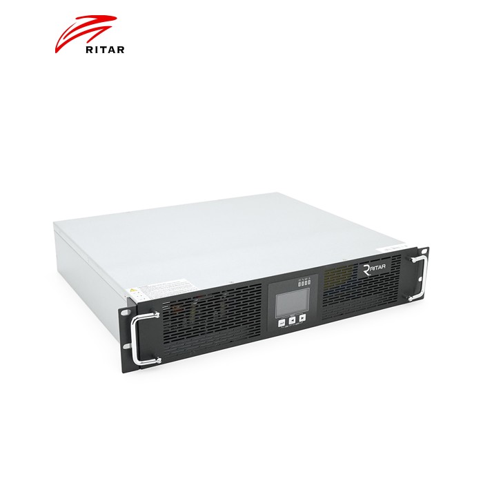 ДБЖ ONLINE Ritar RT-1KSLI-LCD, RACK 1000VA (1000Вт), LiFePO4 38.4V 276.48Wh 2000C, charge 4-12A, 110-300V, 10.7 kg (438*413*88), Q1