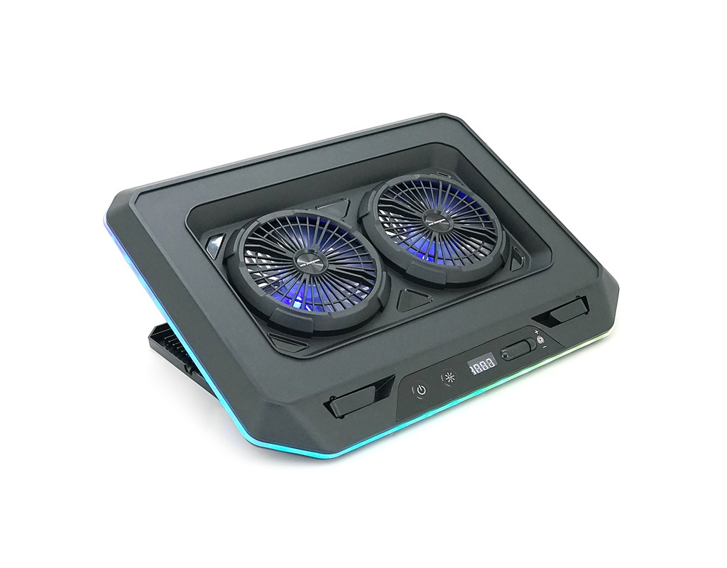 Підставка для ноутбука IceCoorel A5, до17", fan2-125*15 мм 2200±10% RPM, корпус пластик, 1-USB+1-TYPE C, 420x320x55mm, RGB-11режимів, Box Q8
