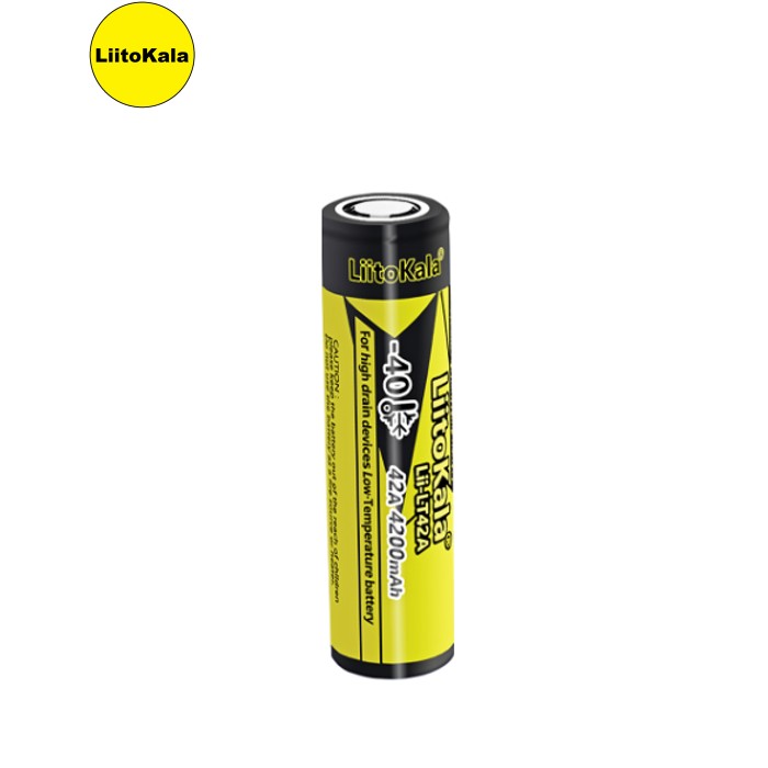 Акумулятор 21700 Li-Ion LiitoKala LT42A, 4200mAh, 45A, 3.7V (2.5-4.2V), 21*70mm, LowTemp-40-60℃, Black / Yelow