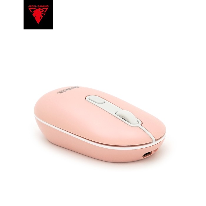 Миша бездротова JEDEL WD133, 800 / 1200 / 1600DPI, 2.4 GHz+Bluetooth 5.0, 3.7V 400mAh, Type-C заряджання. 105x60x34 мм. Pink. Box