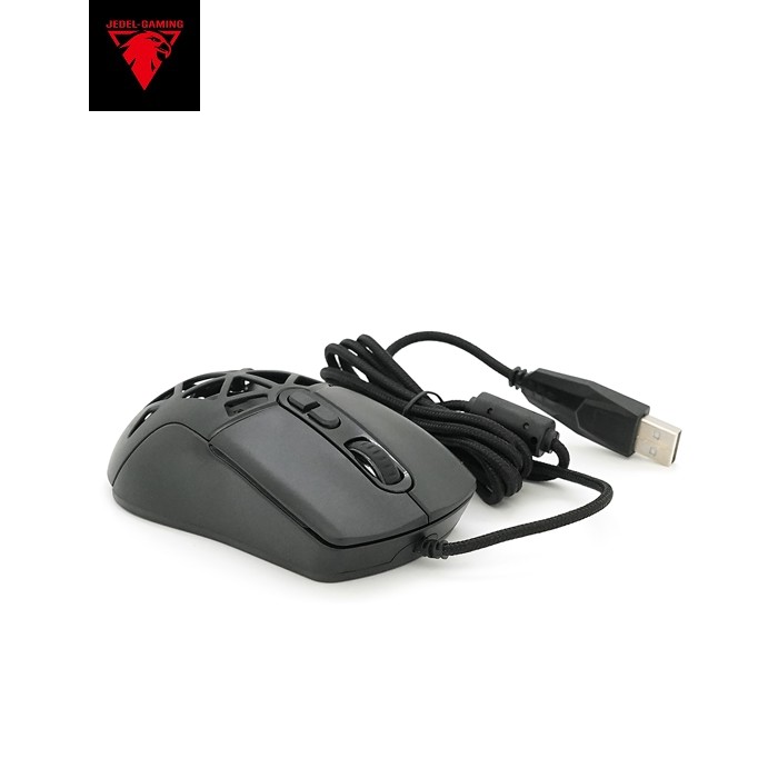 Миша провідна JEDEL GM1390, 7 кнопок, 1000 / 2400 / 3200 / 4800 / 6400 / 7200DPI, кабель 1,5 м. RGB підсвічування. Змінна панель. Black. Box