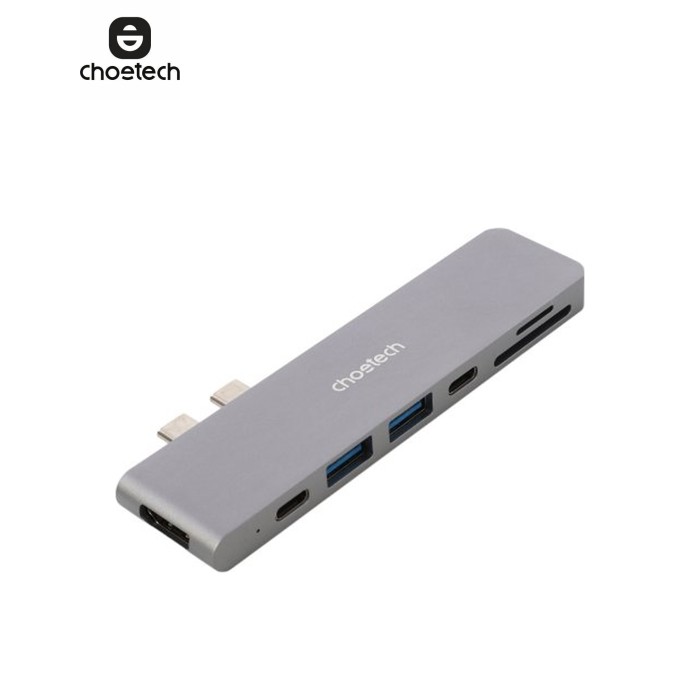 Порт-репликатор Choetech Dock-Station USB-C 7-in-1 (HDMI/картридер/USB-A/USB-C, for MacBook Pro/Air) (HUB-M14-GY-V2)