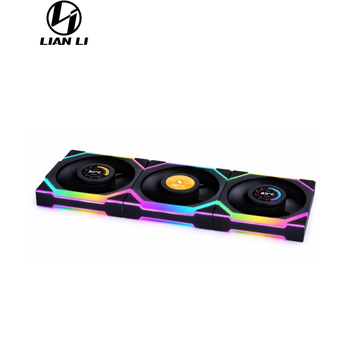 Кулер для корпуса Lian Li UNI Fan SL WIRELESS LCD 120-3, Black (G99.12SLLCD1W3B.00)