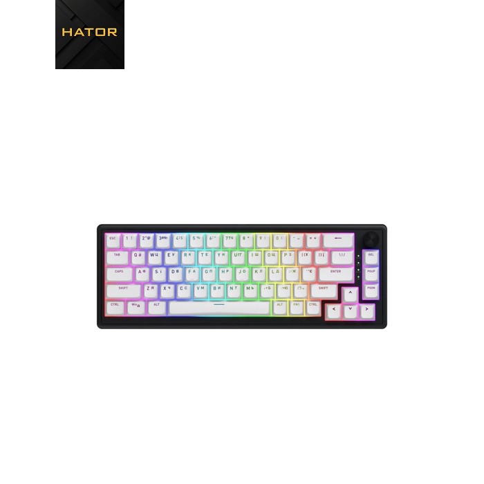 Клавіатура Hator Skyfall 65 Aurum Sterling RGB Wireless/Bluetooth/USB UA Black/White (HTK3160UA)