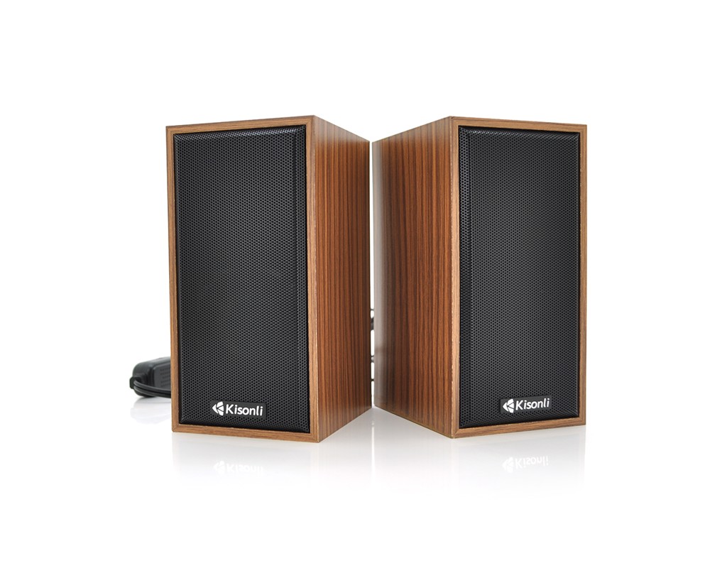 Колонки 2.0 Kisonli T-002A для ПК і ноутбука, USB + 3.5mm, 2x3W, 20Hz- 20KHz, Brown, BOX, Q30