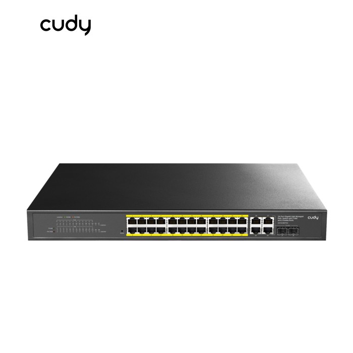 Комутатор Cudy GS1028EPS2, 24-Port Gigabit Light Managed PoE+ Switch with 2 SFP 300W