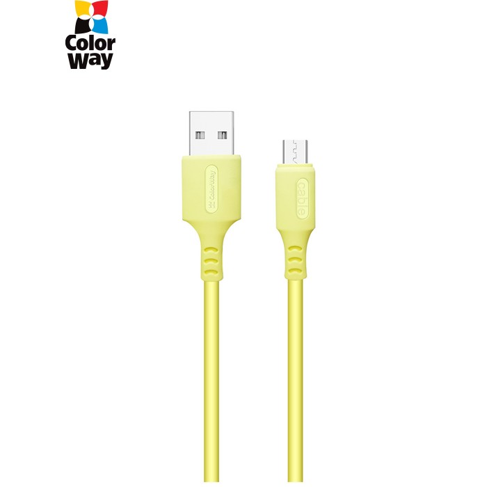 Дата кабель USB 2.0 AM to Micro 5P 1.0m soft silicone yellow ColorWay (CW-CBUM043-Y)