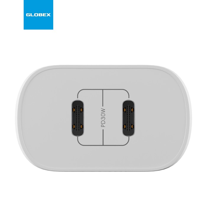 Зарядное устройство Globex 2xUSB-C 30W FastPower white (30WCC)