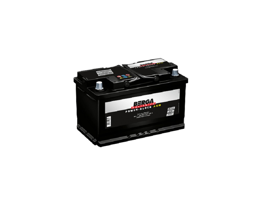 Аккумулятор автомобильный Berga Power Block AGM 80Ah Ев (-/+) (800EN) (5809010807502)