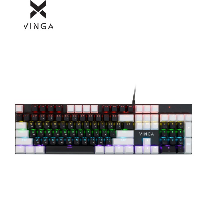 Клавиатура Vinga KBGM-095 LED Brown Switch USB White/Black (KBGM-095BR White/Black)