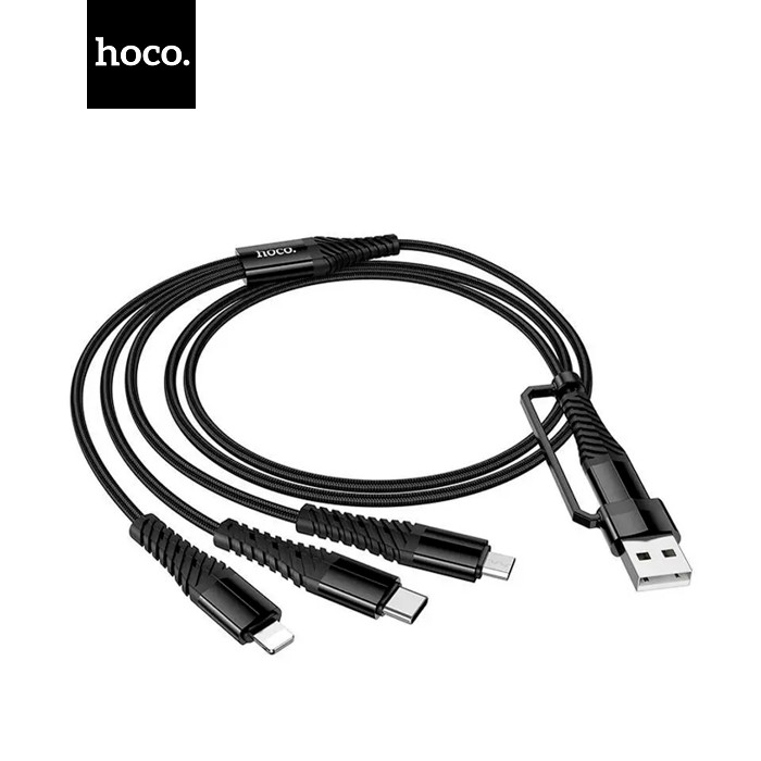 Кабель HOCO X123 USB-1 3 in 1 Micro / Iphone / Type-C, 2A, довжина 1м, Black, Box