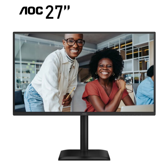 TFT 27" AOC Q27E4U, QHD, 120Hz, HDMI, DP, USB-hub, HAS, Pivot, колонки, чорний