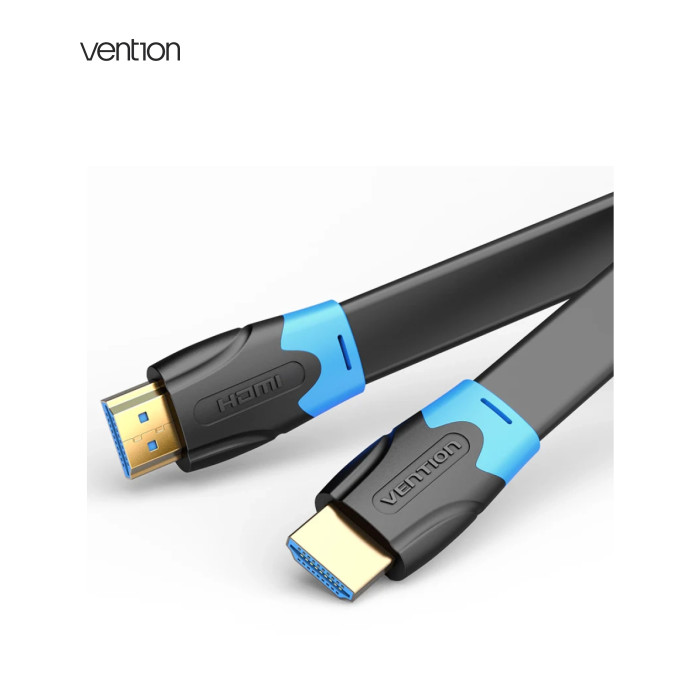 Кабель мультимедийный HDMI M to HDMI M 1.0m 4K60Hz flat black Vention (AAKBF)