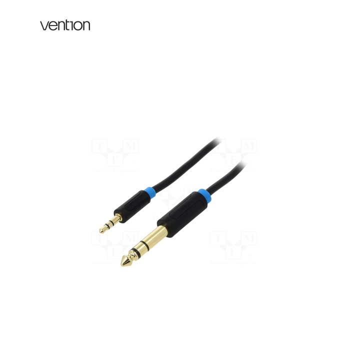 Кабель мультимедійний 3.5mm M to 6.35mm M 0.5m black Vention (BABBD)