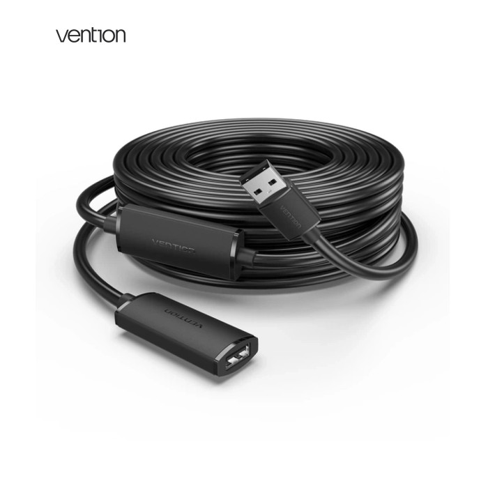 Дата кабель USB 2.0 AM/AF 15.0m Active black Vention (CBKBN)