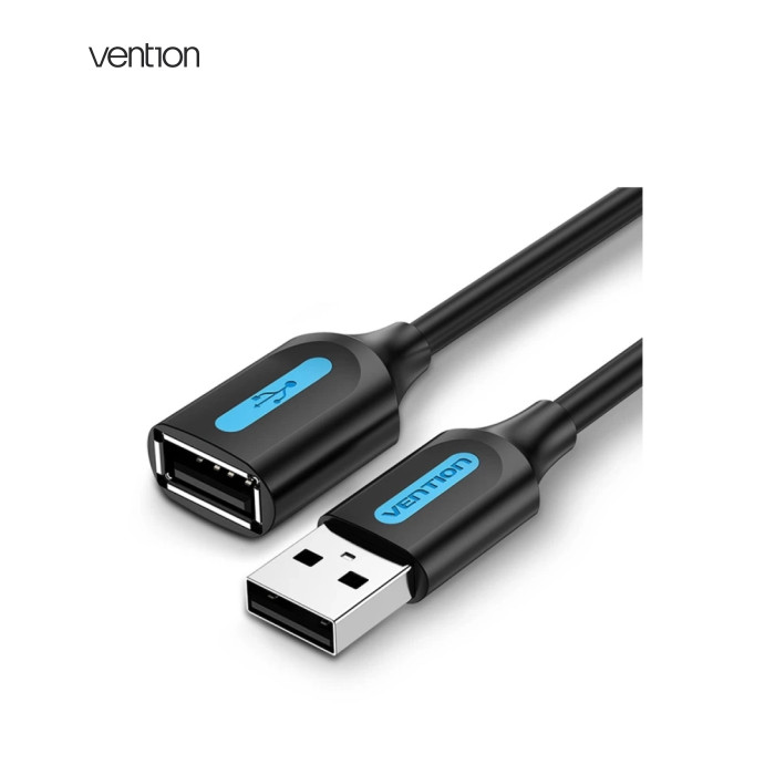 Дата кабель USB 2.0 AM/AF 0.5m black Vention (CBIBD)