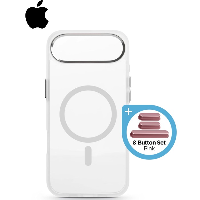Чехол для мобильного телефона Armorstandart Unit MagCase Apple iPhone 17 Air Clear Silver + Pink Button Set (ARM90584)
