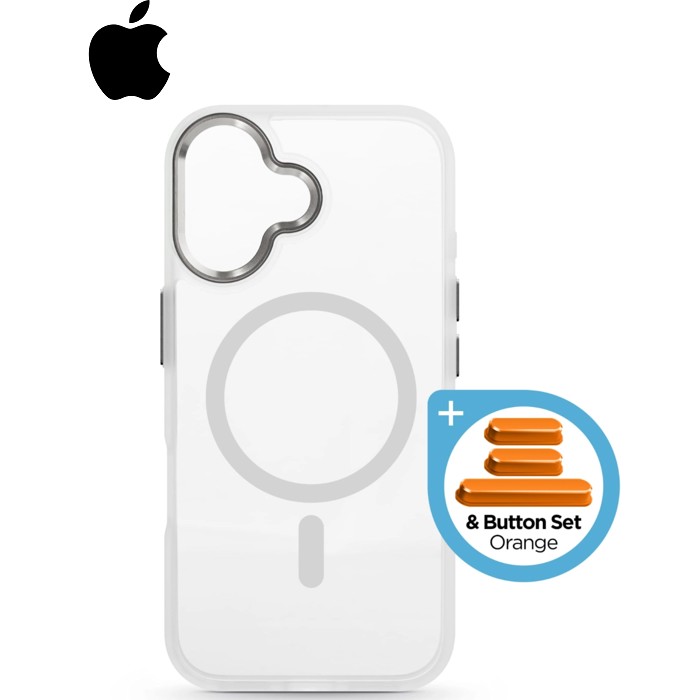 Чохол до мобільного телефона Armorstandart Unit MagCase Apple iPhone 17 Clear Silver + Orange Button Set (ARM90581)