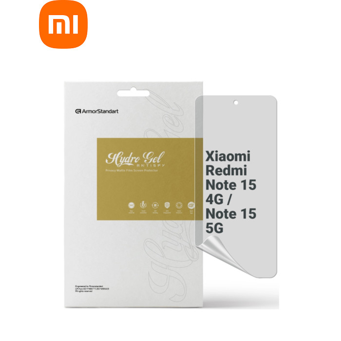 Плівка захисна Armorstandart hydrogel Anti-spy Xiaomi Redmi Note 15 4G / Note 15 5G (ARM89647)