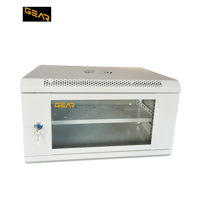 Шкаф настенный GEAR 6U 19" 600x600x300 мм, + полка 19", grey (GWMSN-6U-600-600G)