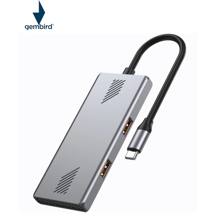 Концентратор Gembird USB-C 4-in-1 2xUSB 3.2 + 2xUSB-C 3.2 silver (UHB-CM-U310-A2C2-01)