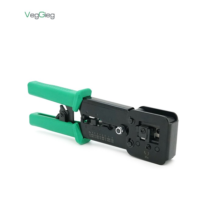 Інструмент VegGieg V-E113 для обтискання RJ-45 (8P8C) та RJ-12 / 11 (6P6C) 4P4C, Чорно / Зелені Q10