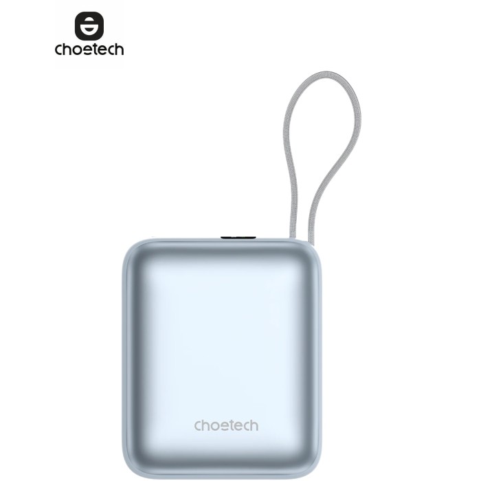 УМБ Choetech 10000mAh 35W PD3.0 USB-C In/Out, with buid-in type-C cabel  голуба