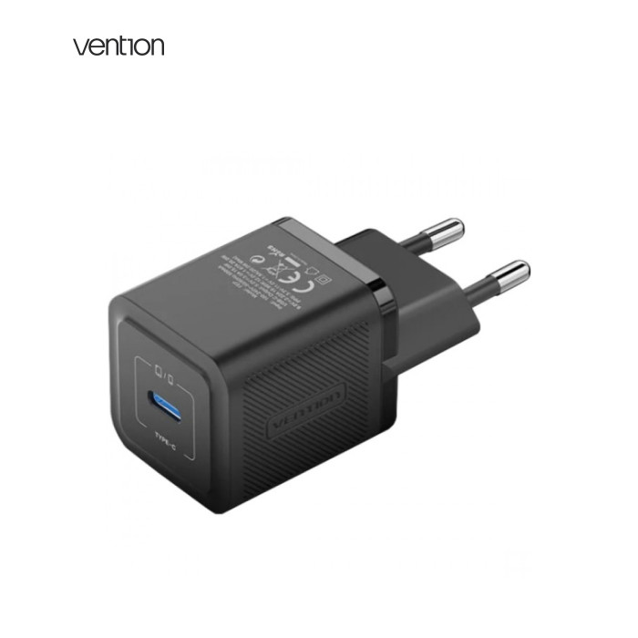Зарядний пристрій Vention 1xUSB-C PD20W GaN + cable USB-C to USB-C black (TZ-FEPB0-EU-01)