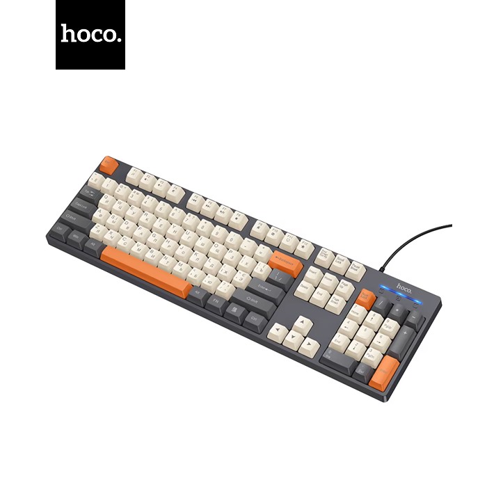 Клавіатура провідна HOCO GM61, USB, 104 клавіші, (Eng / Pyc), Gray, Box