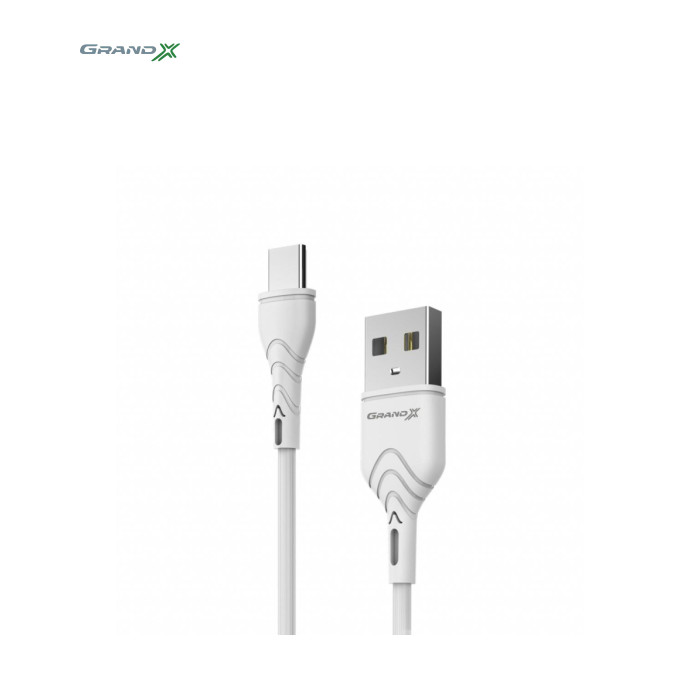 Кабель USB to Type-C, 1.0m Grand-X PC-03W (3А) white