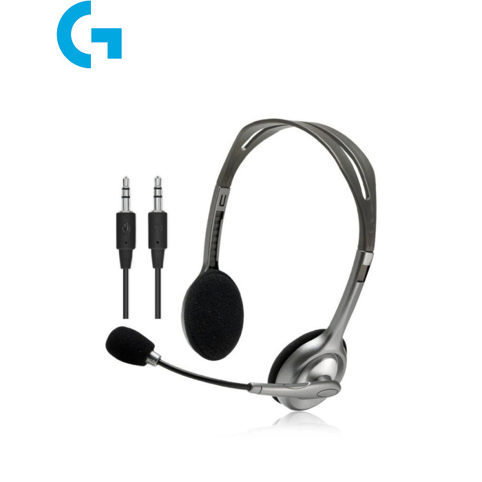 Наушники с микрофоном Logitech H110 проводная гарнитура с накладными наушниками, микрофон с шумоподавлением, разъем mini jack 3.5 mm, кабель 1.8 м 981-000271