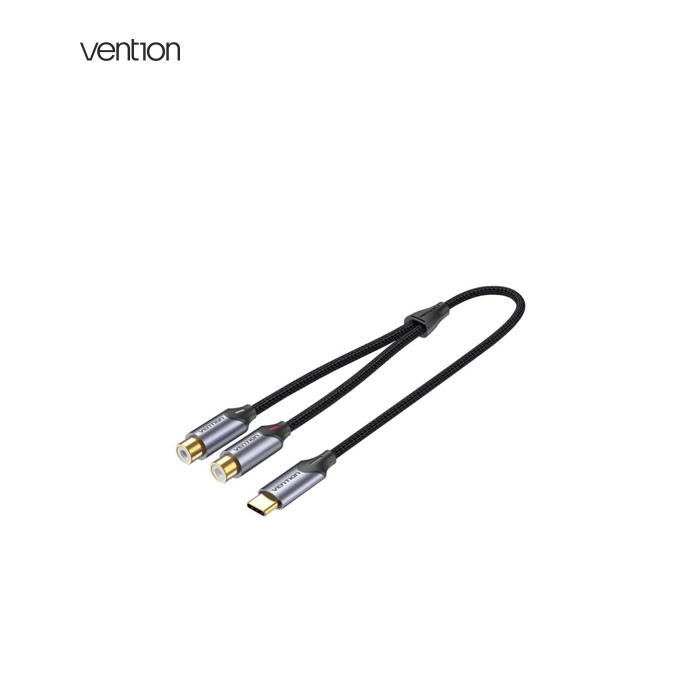 Кабель мультимедийный USB-C M to 2xRCA F 0.5m black Vention (BGVHD)
