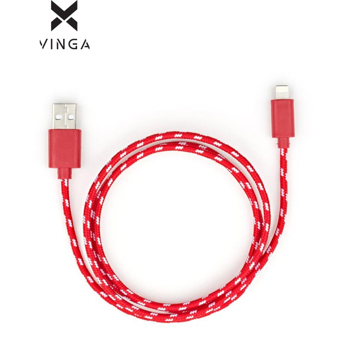 Дата кабель USB 2.0 AM to Lightning 2color nylon 1m red Vinga (VCPDCLNB31R)