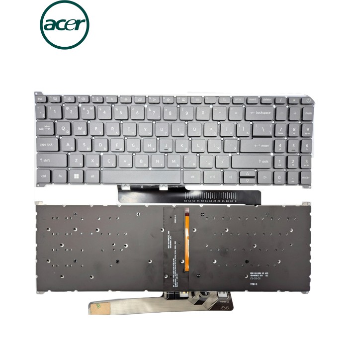 Клавіатура для ACER Aspire A315-59, A315-59G, A515-48, A515-56,A515-57, A515-58, A715-51, A715-52 A715-78, Nitro ANV15-41 (RU Gray з підсвіткою)