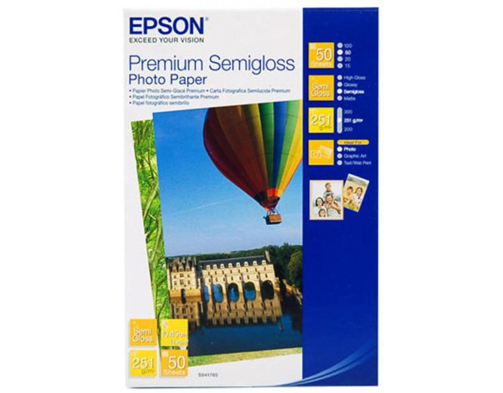 Фотопапір Epson 10х15 Premium Semigloss Photo (C13S041765)