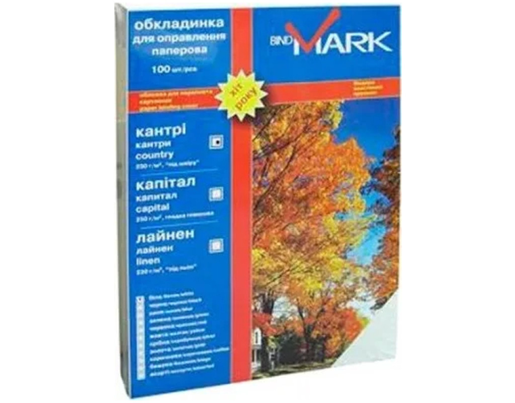 Обложка для переплета bindMARK карт. Кантри А4 230 г/м2 (100 шт.) белая (41701)