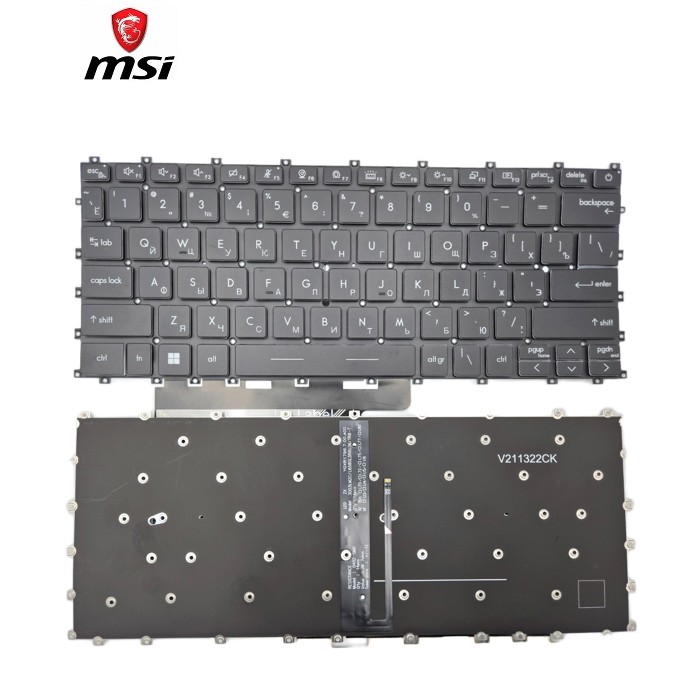 Клавіатура для MSI Modern 14 C7 C12M C12MO C13M C13MG C5M C7M C7MG MS-14J1 V211322BK V211322CJ V211322CK (RU Black з підсвіткою)