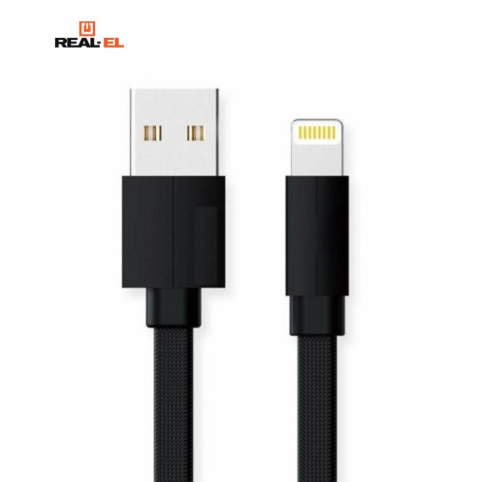 Дата кабель USB 2.0 AM to Lightning 1.0m Premium black REAL-EL (EL123500034)
