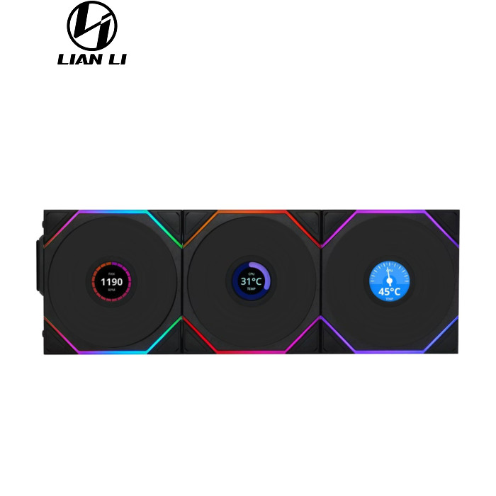 Кулер до корпусу Lian Li UNI Fan TL WIRELESS LCD 120-3, Black (G99.12TLLCD1W3B.00)